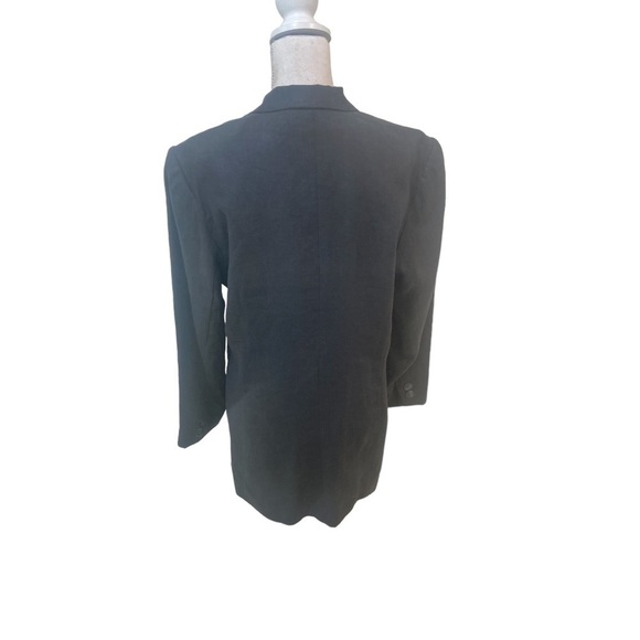 Vintage Larry Levine 100% linen navy single button lined jacket size 6 - Picture 7 of 10